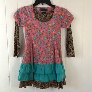 My Vintage Baby Floral Leopard Tiered Dress